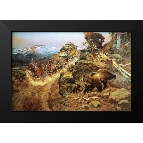 Bruin Not Bunny Black Modern Wood Framed Art Print by Russell, Charles M.