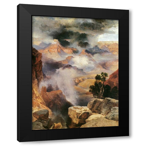 Mist in the Canyon Black Modern Wood Framed Art Print with Double Matting by Moran, Thomas