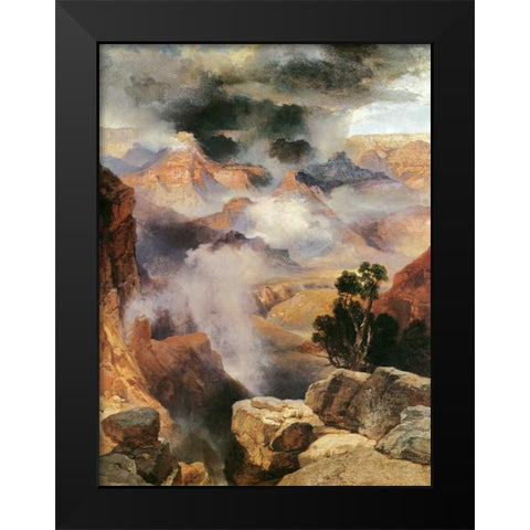 Mist in the Canyon Black Modern Wood Framed Art Print by Moran, Thomas