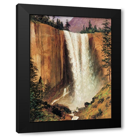Yosemite Falls Black Modern Wood Framed Art Print with Double Matting by Bierstadt, Albert