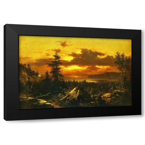 Sunset Glow Black Modern Wood Framed Art Print with Double Matting by Bierstadt, Albert