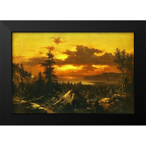 Sunset Glow Black Modern Wood Framed Art Print by Bierstadt, Albert