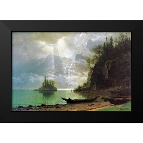 The Island Black Modern Wood Framed Art Print by Bierstadt, Albert