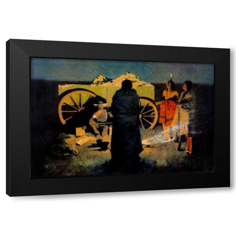 Shotgun Hospitality Black Modern Wood Framed Art Print by Remington, Frederic
