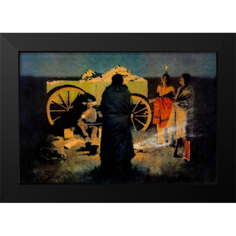 Shotgun Hospitality Black Modern Wood Framed Art Print by Remington, Frederic