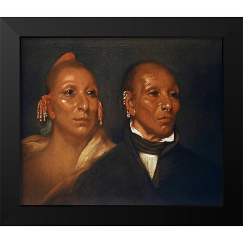 Blackhawk and his son Whirling Thunder Black Modern Wood Framed Art Print by Jarvis, J.W.