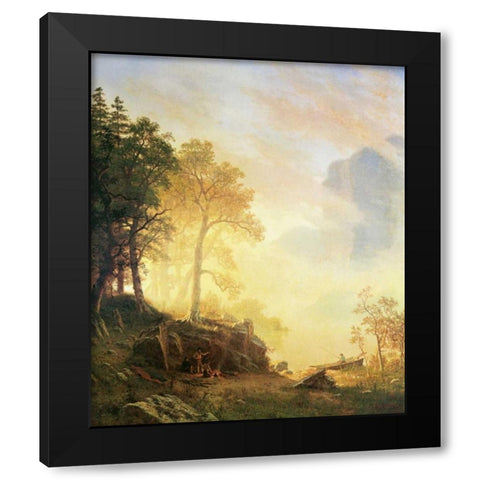 Merced River in Yosemite Black Modern Wood Framed Art Print with Double Matting by Bierstadt, Albert
