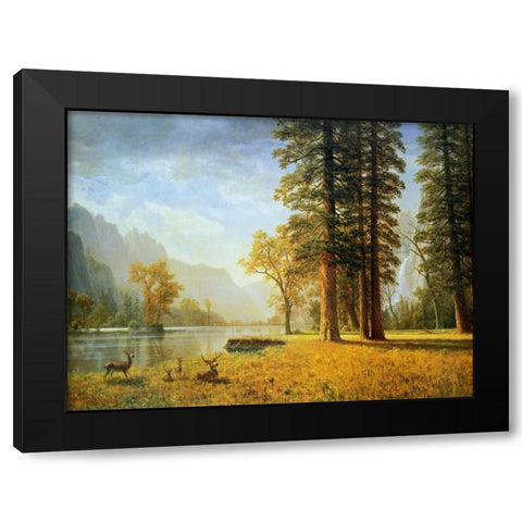 Hetch Hetchy Valley, California Black Modern Wood Framed Art Print with Double Matting by Bierstadt, Albert