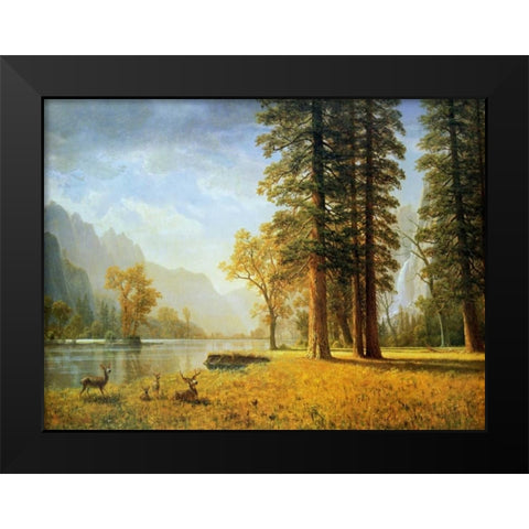 Hetch Hetchy Valley, California Black Modern Wood Framed Art Print by Bierstadt, Albert
