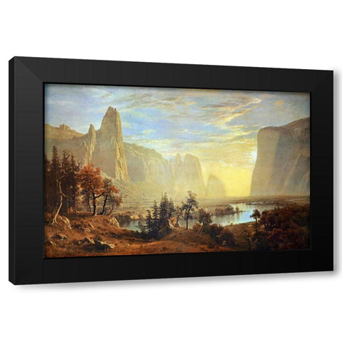 Yosemite Valley Black Modern Wood Framed Art Print with Double Matting by Bierstadt, Albert
