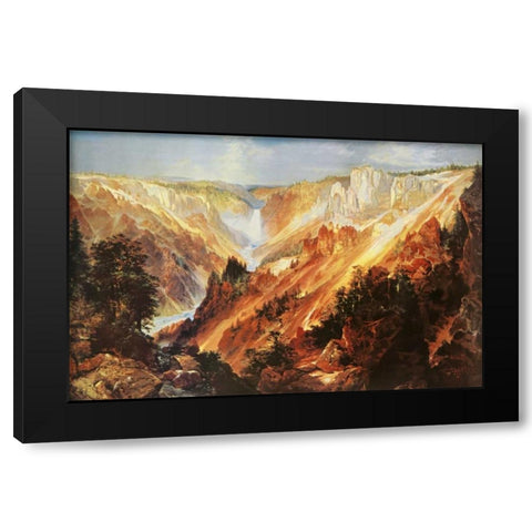 The Grand Canyon Of The Yellowstone Black Modern Wood Framed Art Print with Double Matting by Moran, Thomas