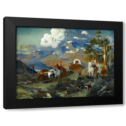 Emigrant Train at Donner Lake Black Modern Wood Framed Art Print with Double Matting by Johnson, David
