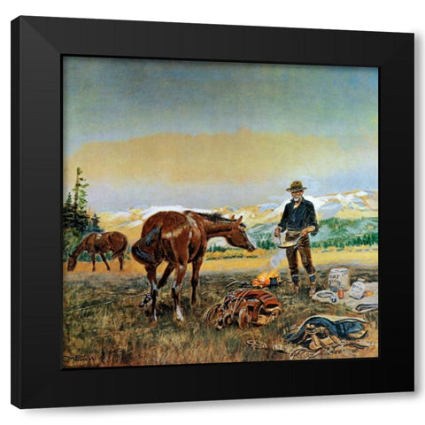 Partners Black Modern Wood Framed Art Print with Double Matting by Russell, Charles M.