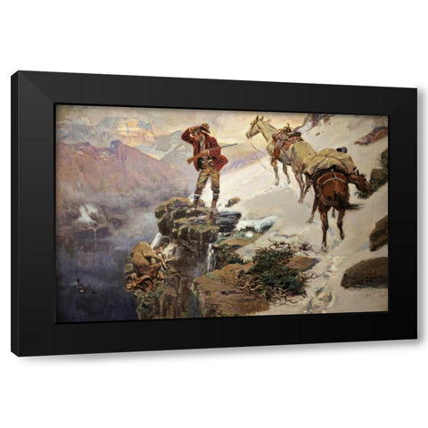 Meats Not Meat Til Its In The Pan Black Modern Wood Framed Art Print by Russell, Charles M.