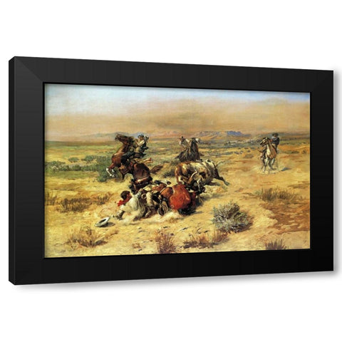 The Strenous Life Black Modern Wood Framed Art Print by Russell, Charles M.