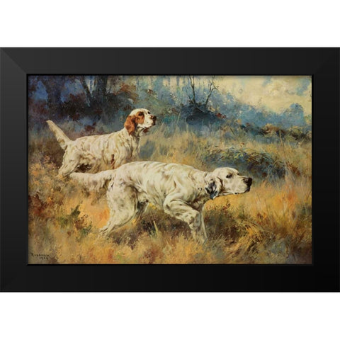 Two Setters Black Modern Wood Framed Art Print by Rosseau, Percival L.