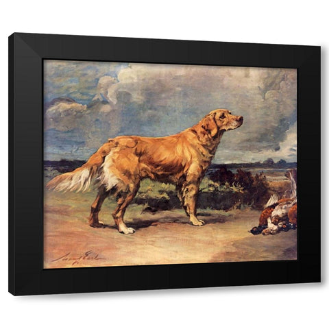 Golden Retriever Black Modern Wood Framed Art Print with Double Matting by Earl, Maud