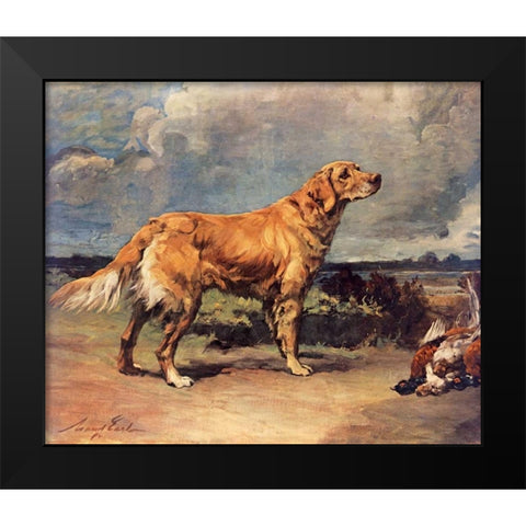 Golden Retriever Black Modern Wood Framed Art Print by Earl, Maud