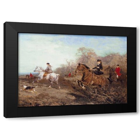 Out for a Scamper Black Modern Wood Framed Art Print by Hardy, Heywood
