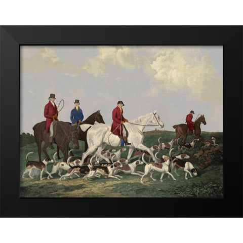 Earl Of Derbys Stag Hounds Black Modern Wood Framed Art Print by Barenger