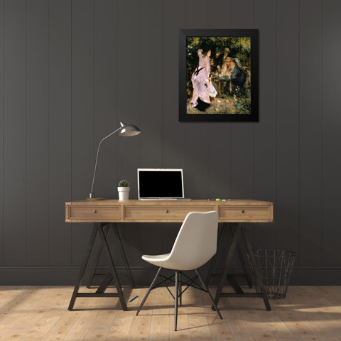 Au Jardin Du Moulin Black Modern Wood Framed Art Print by Renoir, Pierre-Auguste