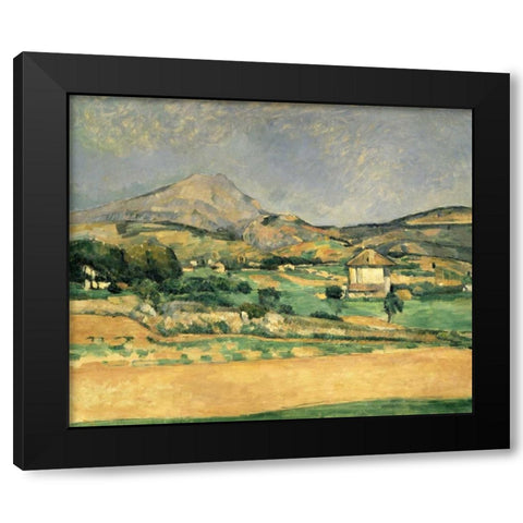 A View Over Mont St. Victoire Black Modern Wood Framed Art Print by Cezanne, Paul