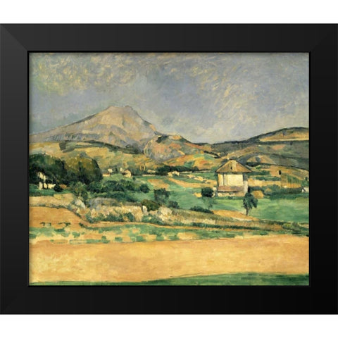 A View Over Mont St. Victoire Black Modern Wood Framed Art Print by Cezanne, Paul