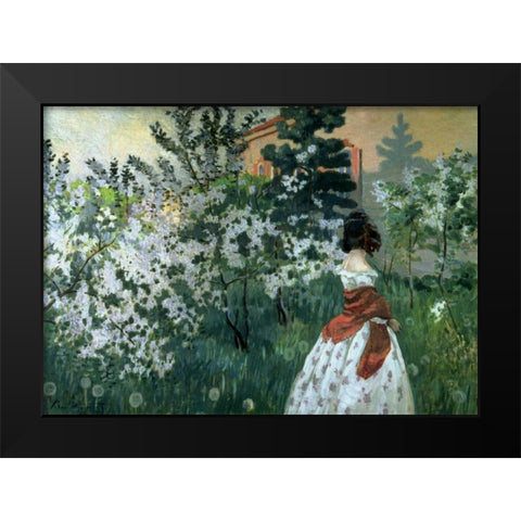Spring Black Modern Wood Framed Art Print by Borisov-Musatov, Viktor E.