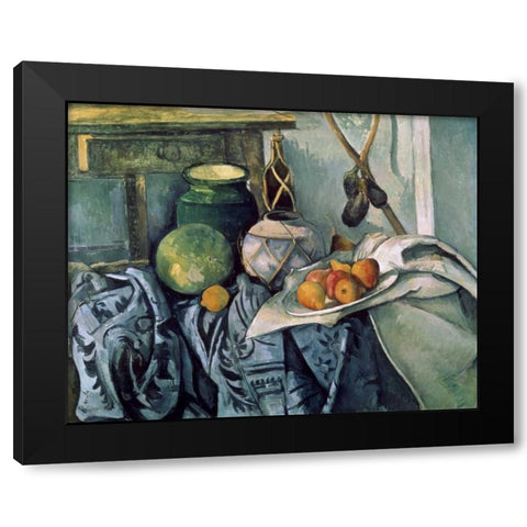 A Still Life Aubergines Black Modern Wood Framed Art Print by Cezanne, Paul