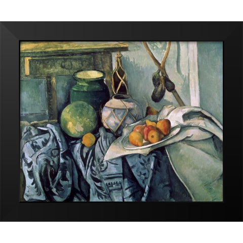 A Still Life Aubergines Black Modern Wood Framed Art Print by Cezanne, Paul