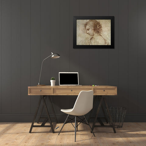 Profile of a Woman Black Modern Wood Framed Art Print by Guercino