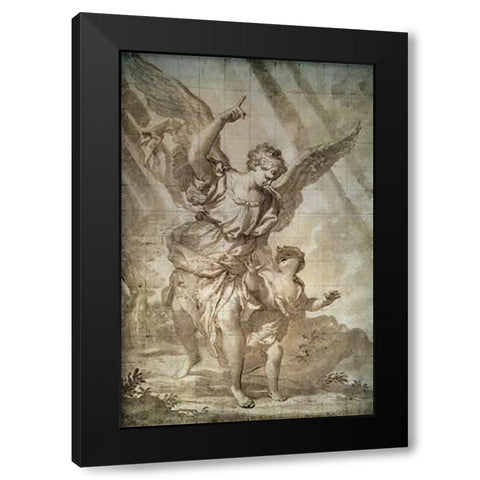 Guardian Angel Black Modern Wood Framed Art Print by Piola, Domenico