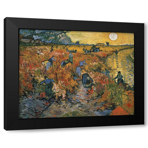 The Red Vineyard at Arles, 1888 Black Modern Wood Framed Art Print with Double Matting by Van Gogh, Vincent