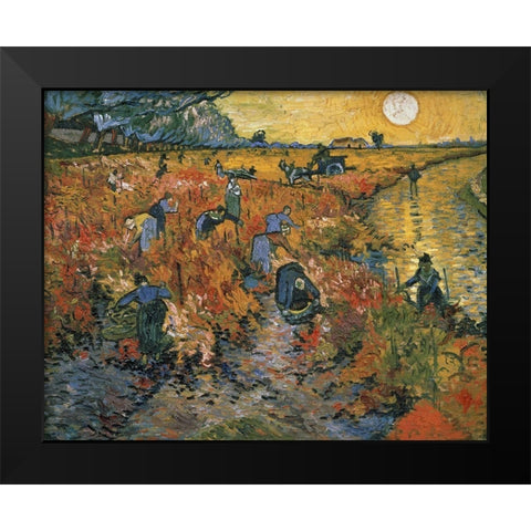 The Red Vineyard at Arles, 1888 Black Modern Wood Framed Art Print by Van Gogh, Vincent