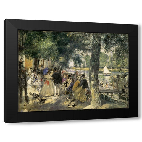 Bathing on the Seine Black Modern Wood Framed Art Print with Double Matting by Renoir, Pierre-Auguste