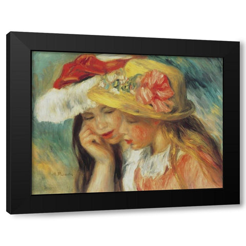 Les Deux Soeurs Black Modern Wood Framed Art Print with Double Matting by Renoir, Pierre-Auguste