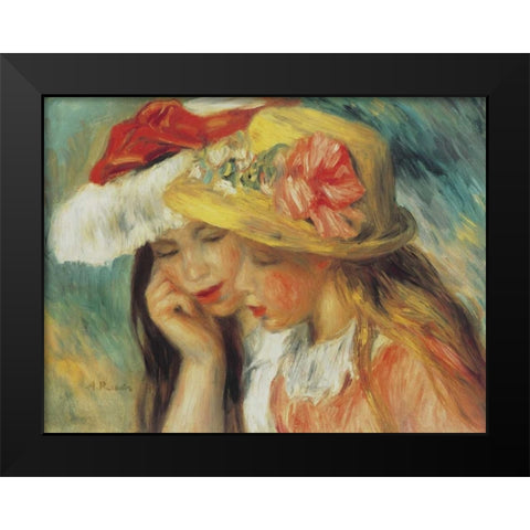 Les Deux Soeurs Black Modern Wood Framed Art Print by Renoir, Pierre-Auguste