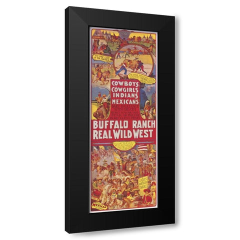 Cowboys, Cowgirls, Indians Black Modern Wood Framed Art Print by Anonymous