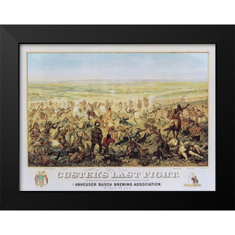 Custers Last Fight Black Modern Wood Framed Art Print by Anonymous