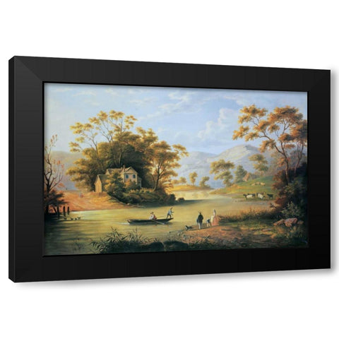 Boating On The Hudson Black Modern Wood Framed Art Print by Audubon, John Woodhouse