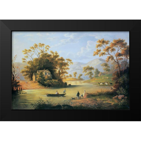 Boating On The Hudson Black Modern Wood Framed Art Print by Audubon, John Woodhouse