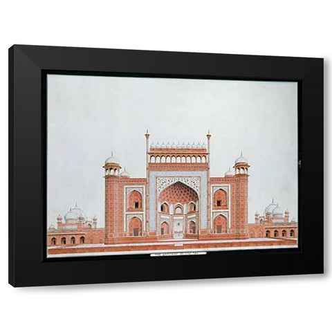 The Gateway of The Taj Black Modern Wood Framed Art Print with Double Matting by Agra School