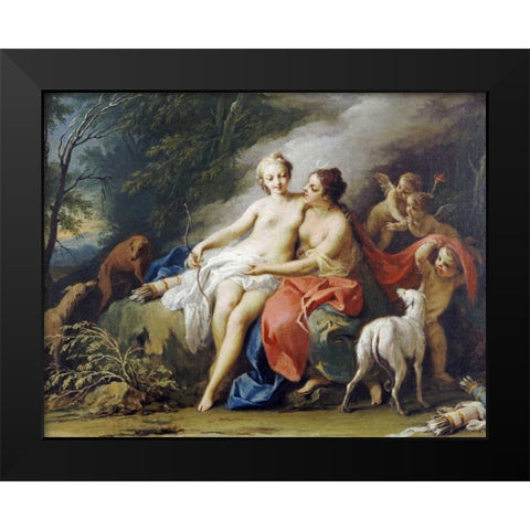 Jupiter and Callisto Black Modern Wood Framed Art Print by Amigoni, Jacopo