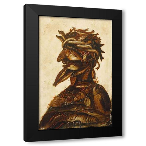 The Four Elements - Water Black Modern Wood Framed Art Print by Arcimboldo, Giuseppe