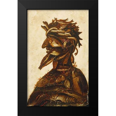 The Four Elements - Water Black Modern Wood Framed Art Print by Arcimboldo, Giuseppe