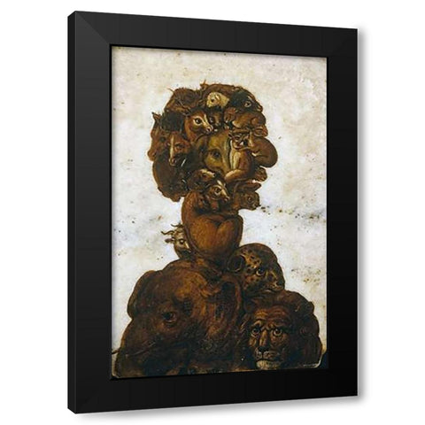 The Four Elements - Earth Black Modern Wood Framed Art Print with Double Matting by Arcimboldo, Giuseppe