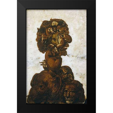 The Four Elements - Earth Black Modern Wood Framed Art Print by Arcimboldo, Giuseppe