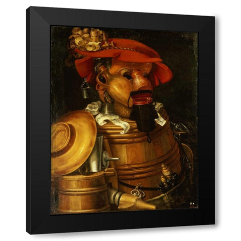 The Waiter: Winemaking Black Modern Wood Framed Art Print with Double Matting by Arcimboldo, Giuseppe
