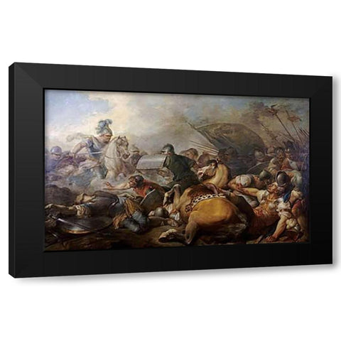 A Battle Between Two Roman Legion Enemies Black Modern Wood Framed Art Print with Double Matting by Autour, Ecole Francaise