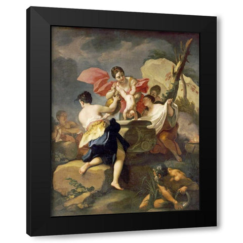 Thetis Dipping The Infant Achilles Into Water From The Styx Black Modern Wood Framed Art Print with Double Matting by Balestra, Antonio